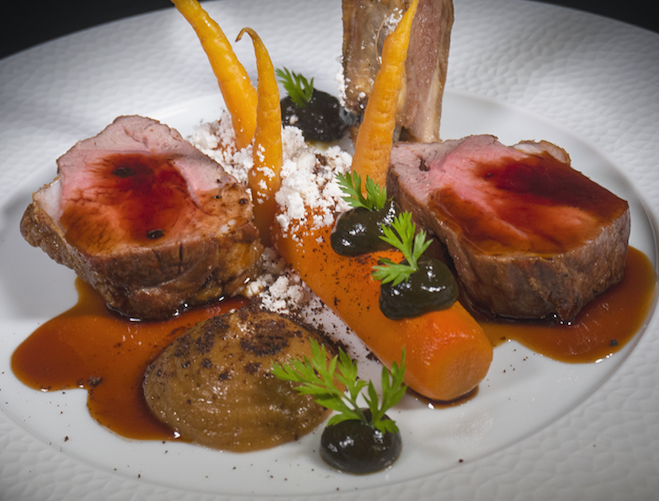 One of the artfully-presented dishes served at The River Restaurant at The Lowry Hotel