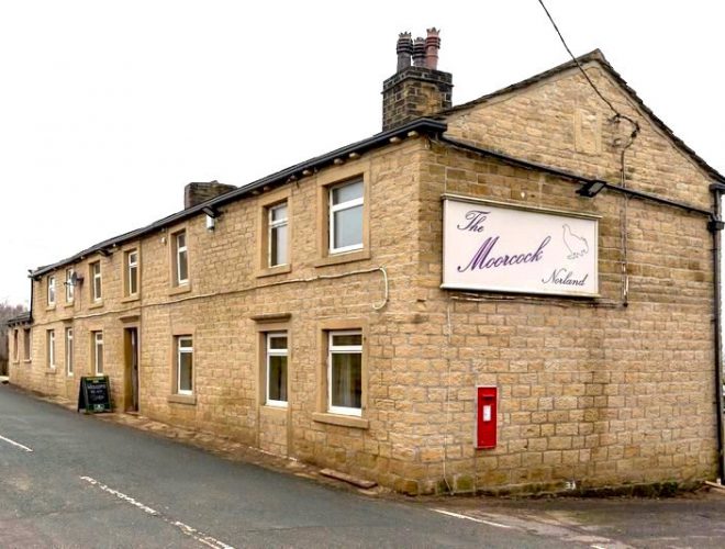 The unassuming exterior of The Moorcock Inn in Sowerby Bridge: a Confidential Guides recommended restaurant