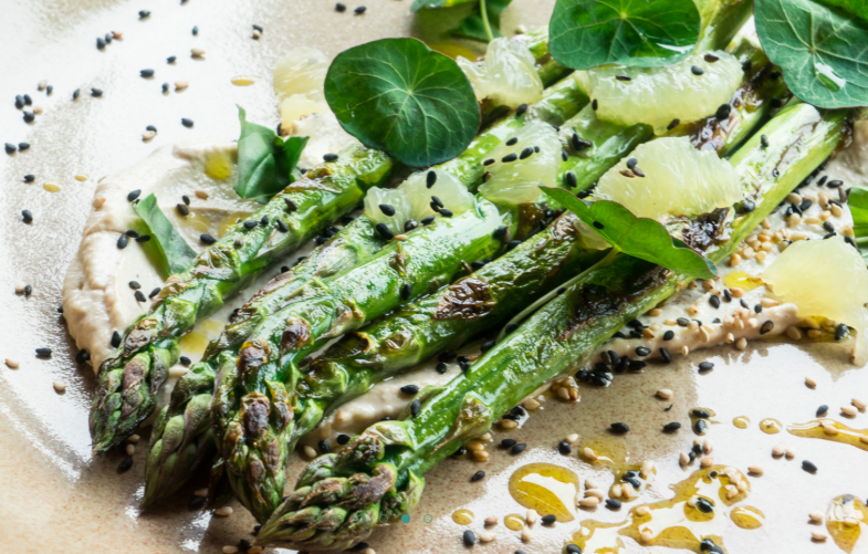 Asparagus as served at The Swine That Dines - an inventive restaurant in Leeds city centre