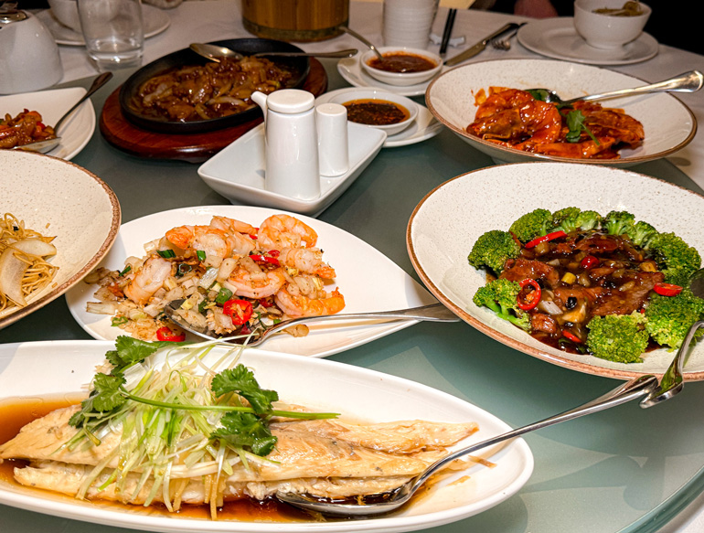 Main dishes at Wing's Lincoln Square, Manchester