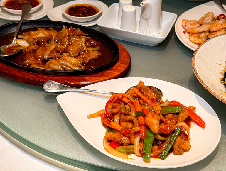 Main dishes at Wing's Lincoln Square, Manchester