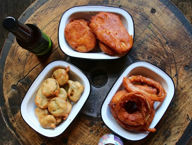 Battered squid rings from Hip Hop Chip Shop, the maverick fish and chip restaurant in Ancoats