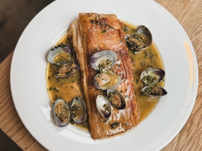 Skate, clams and sherry at Erst in Ancoats, Manchester.