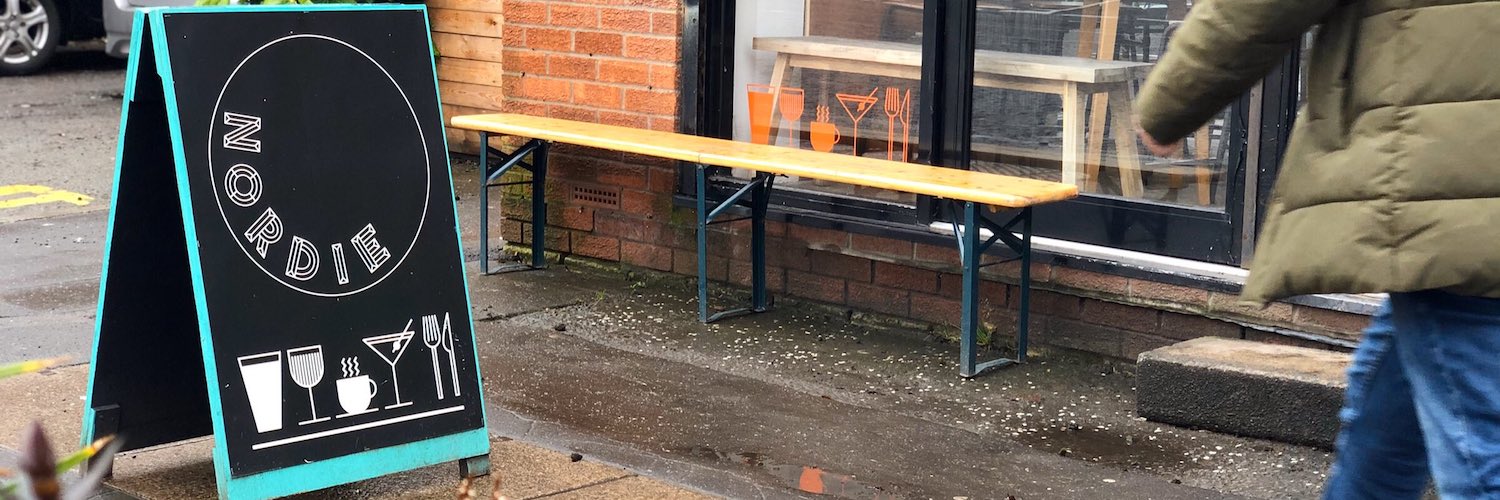 Outdoor seating at Nordie Bar in Levenshulme, Manchester.