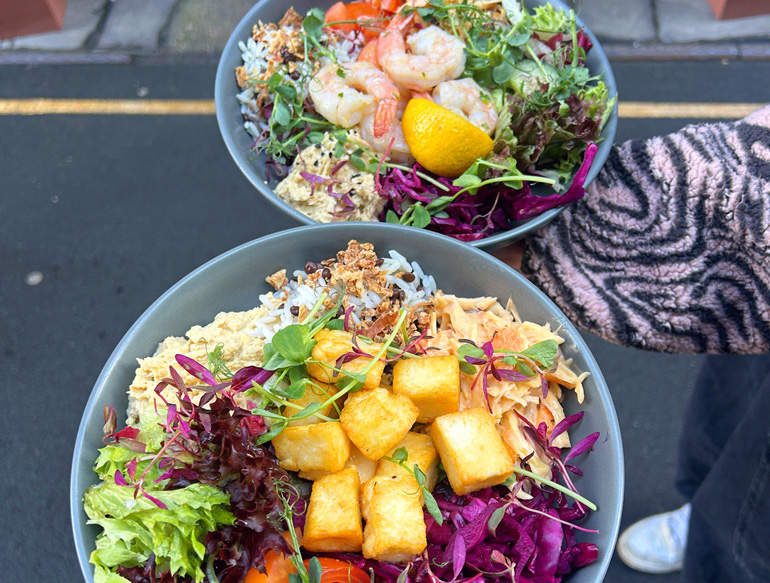 Halloumi and prawn Bab bowls at Bab NQ