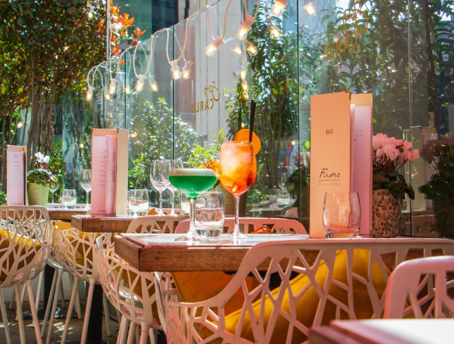 Terrace with cocktails at Fumo