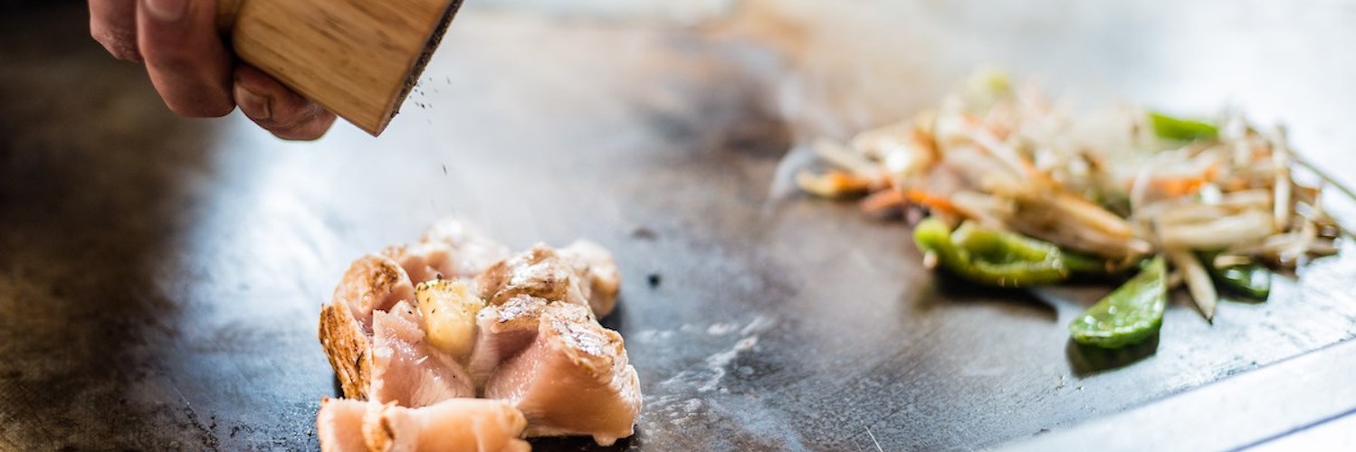 Cooking on the grill at Teppenyaki Chinatown Manchester