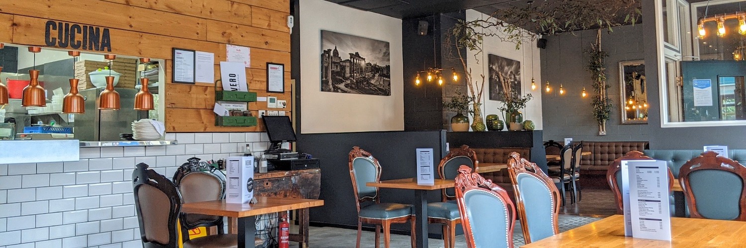 Tables set for dinner at Vero Moderno in Salford