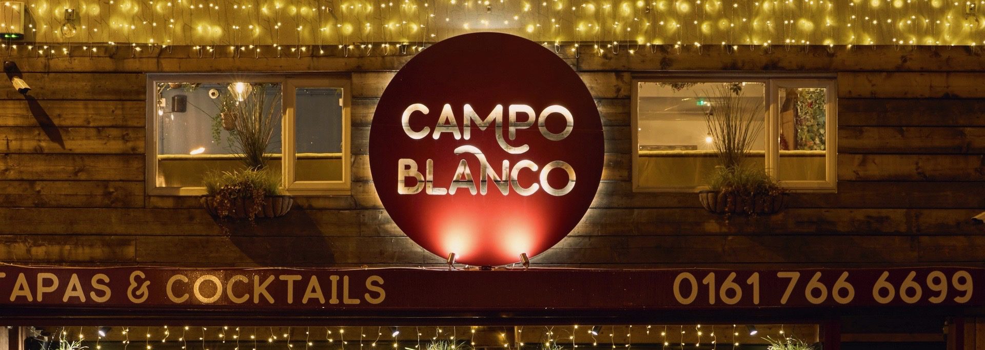 The exterior of Campo Blanco, a tapas bar in Whitefield, Bury, Greater Manchester