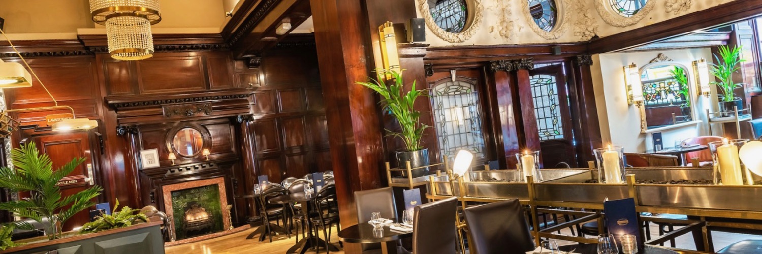 The opulent interior of Browns Manchester - an upmarket restaurant in the city centre.