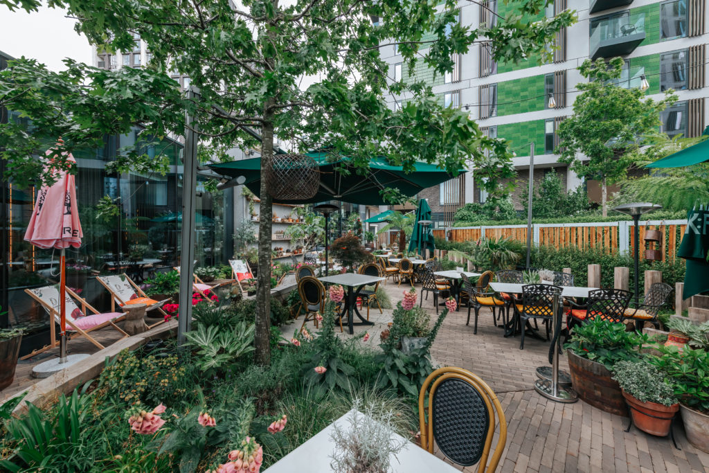 Beer garden at The Black Friar