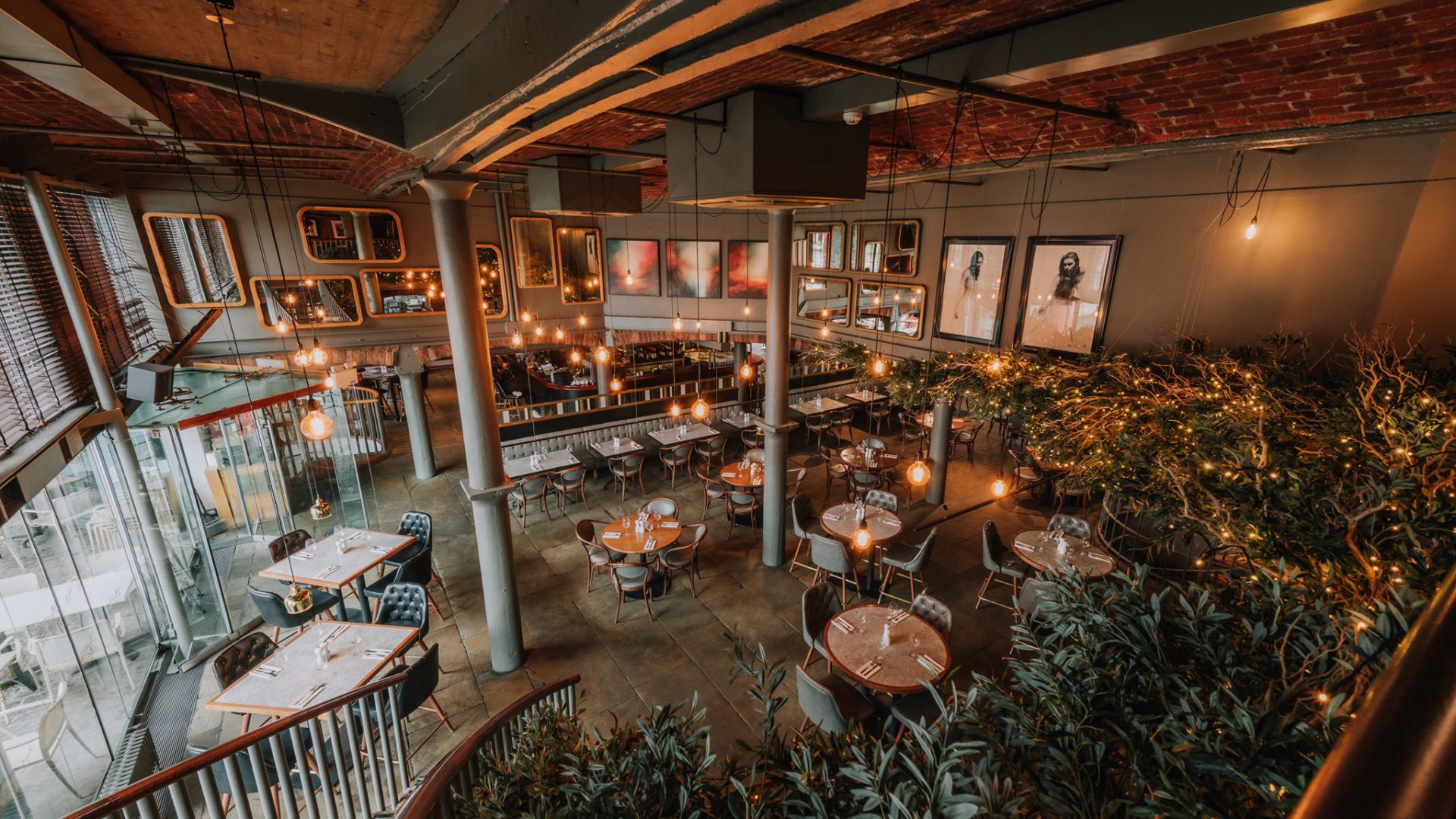The interior of Gusto Liverpool - a popular, mid-range Italian restaurant at Albert Dock.