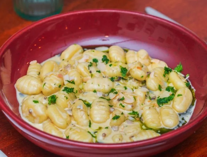Gnocchi funghi at La Famiglia