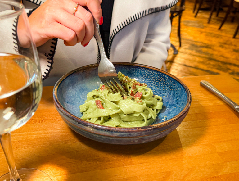 Pesto pasta at La Famiglia