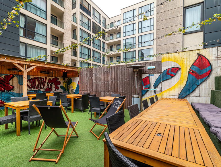 Outdoor seating area at Pattersons, Liverpool