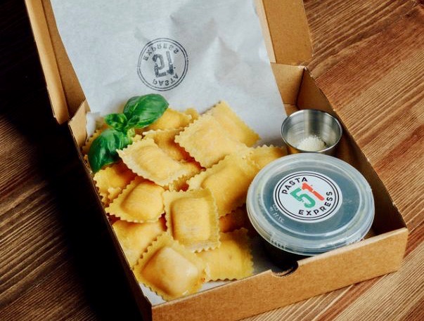 Ravioli to go from Pasta 51 Express - a fast food pasta place in Liverpool city centre.
