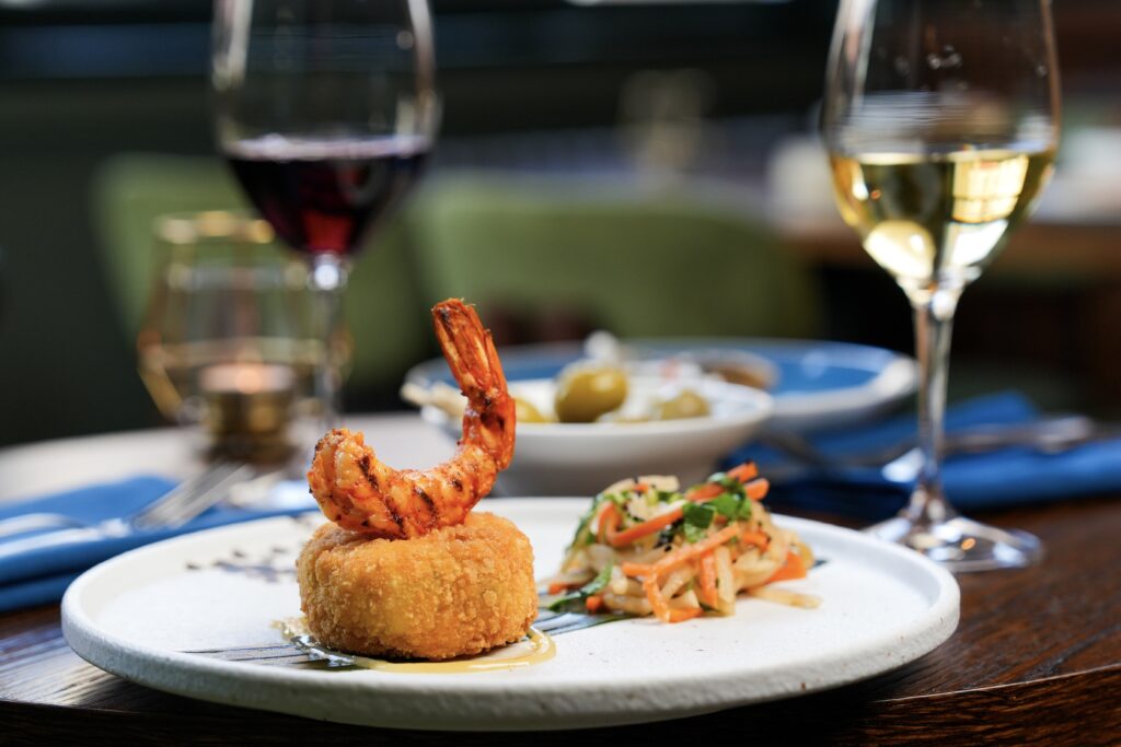 Prawn & scallop cake at Barnacle Restaurant and Bar, Liverpool