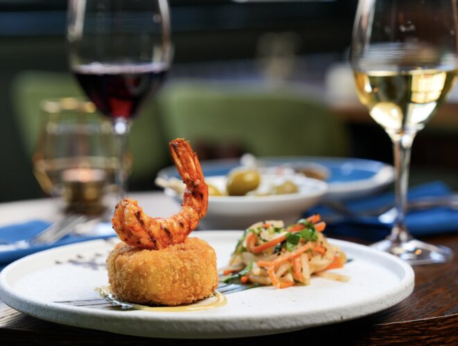 Prawn & scallop cake at Barnacle Restaurant and Bar, Liverpool