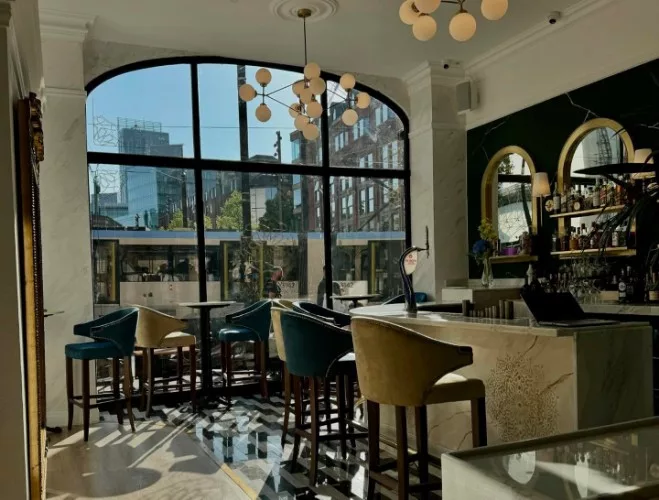 The light, sunny interior of Manchester's Armenian Taverna