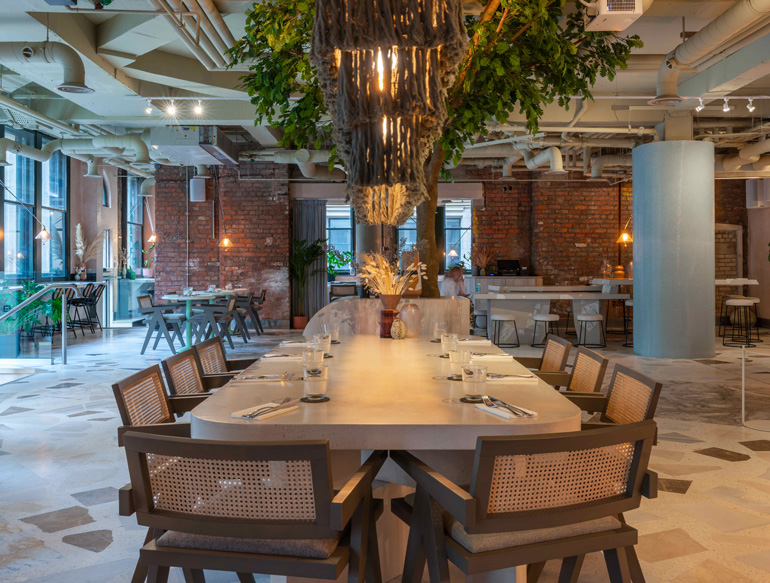Family table in the restaurant at The Alan hotel, Manchester