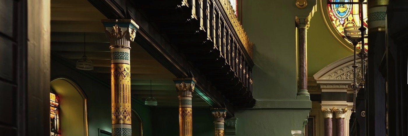 Inside the synagogue that is part of Manchester Jewish Museum