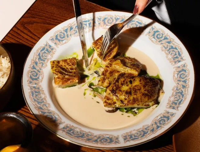 Corn-fed chicken tom kha at Exhibition