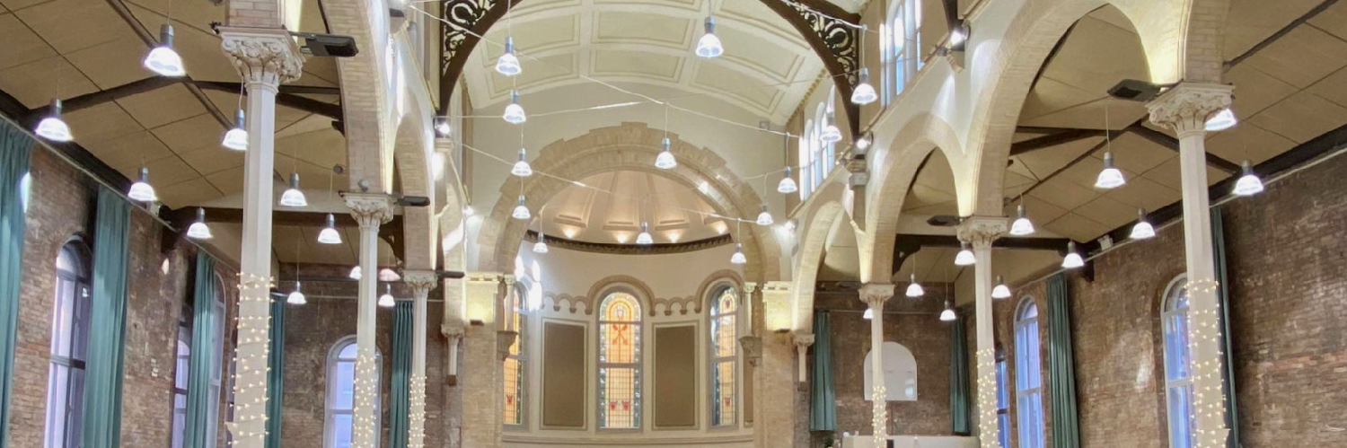 The stunning interior of Halle St Peter's - a rehearsal space and concert venue in Ancoats, Manchester