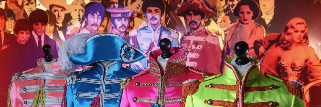 The Sgt Pepper's suits on display at The Beatles Story museum in Liverpool.