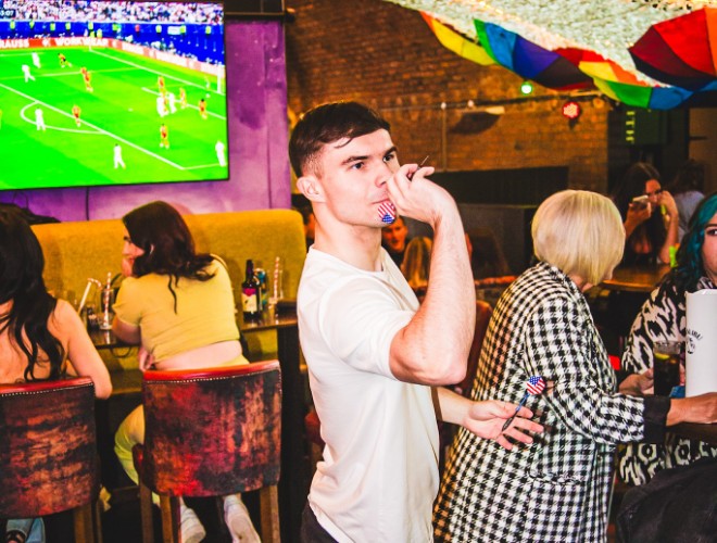 Live sports on the TV at Pong & Puck