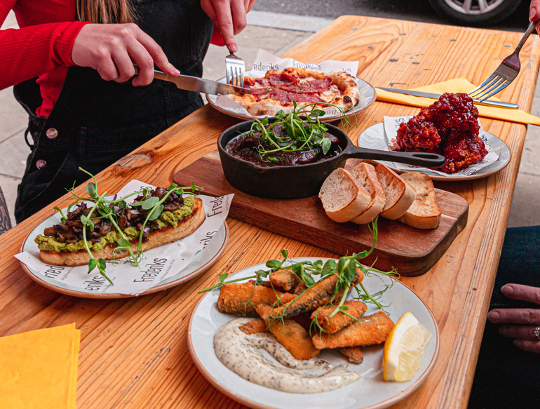 Variety of sharing plates at Frederiks, Liverpool