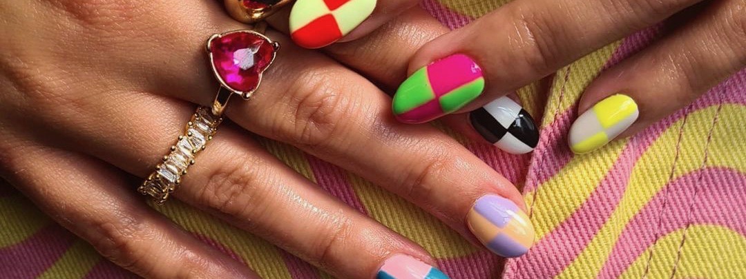 Colourful nails by Idle Hands at Riot Hearts salon in Manchester