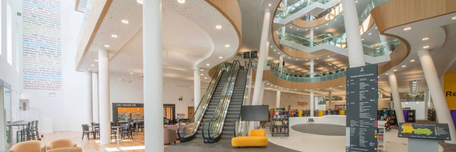 The impressive interior of Liverpool Central Library.