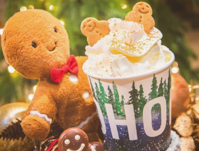 Seasonal hot cocoa at The Hollies Farm Shop in Cheshire.
