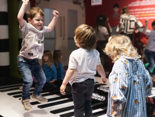 The interactive floor piano at The Beatles Story