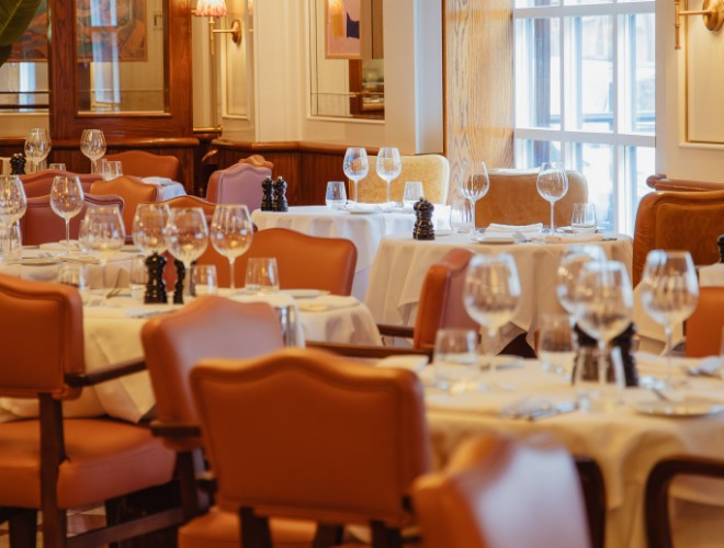 Wine glasses and linen tablecloths at San Carlo Alderley Edge