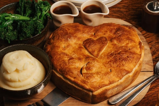 A heart-shaped Valentine's Day pie from The Black Friar