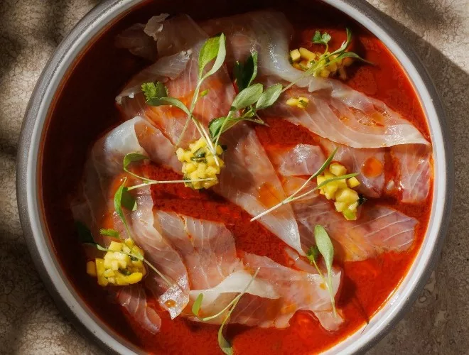 Summery seafood dish at Fenix