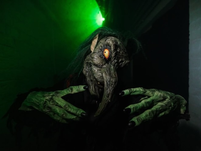 A hooded ghoul at Newsham Scream Park - one of our Halloween things to do near Manchester and Liverpool.