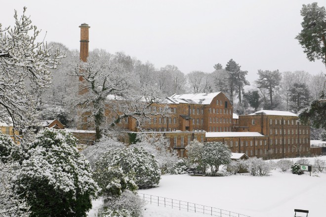 Quarry Bank Mill in the snow