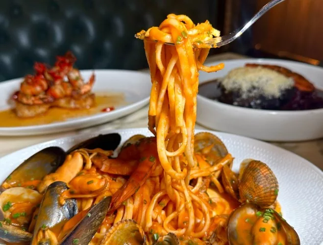Seafood linguine at Tender