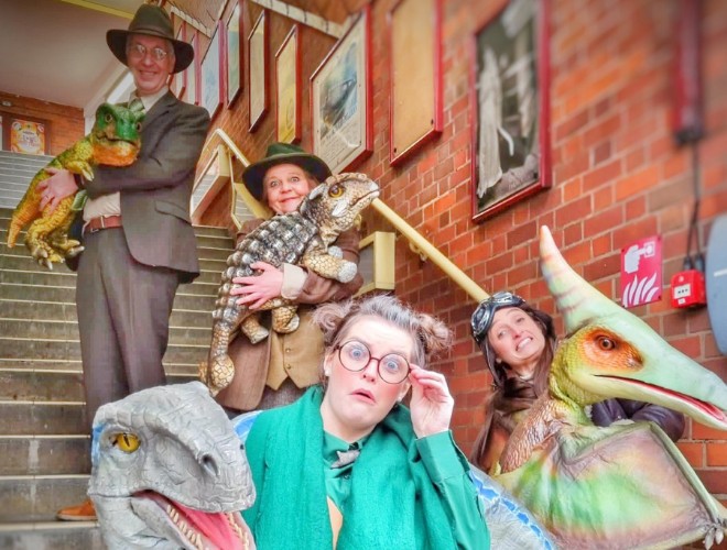 Characters from the dinosaur event at East Lancashire Railway
