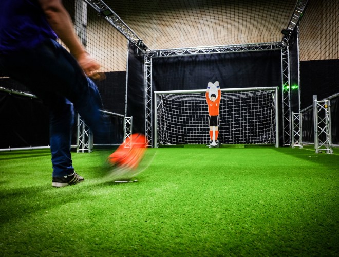 Trying to get the ball past the keeper at KickAir