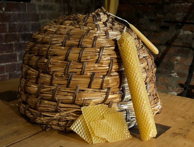 Making beeswax candles at Ordsall Hall