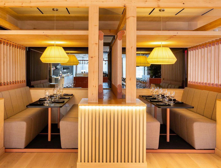 Booth seating at Junction, Manchester