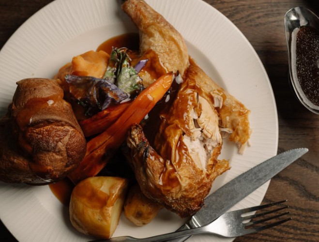 Roast chicken Sunday lunch at The Horse & Jockey