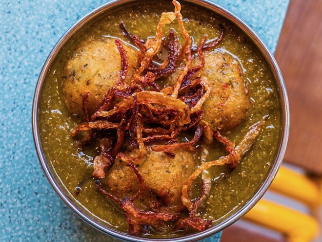 A bowl of Palak Kofta served at Bundobust Manchester.