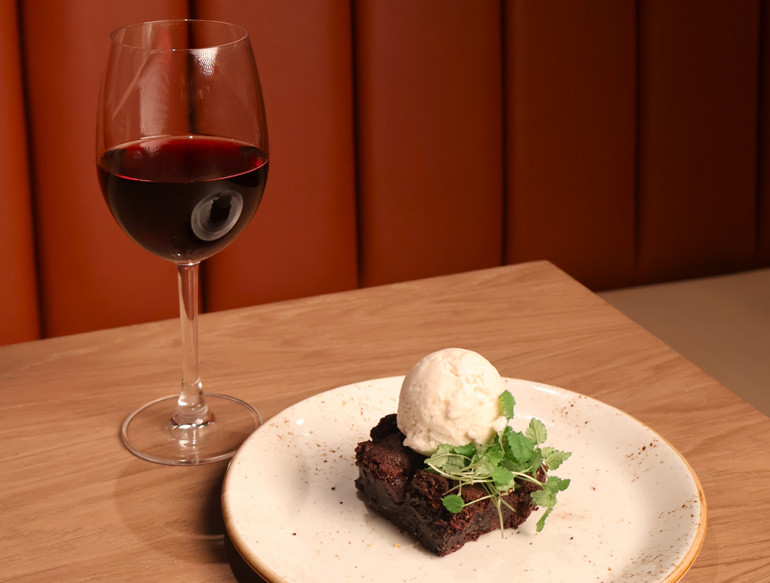 Cherry Almon Brownie at the Loom & Ladle Bistro, Manchester Marriott Hotel Piccadilly