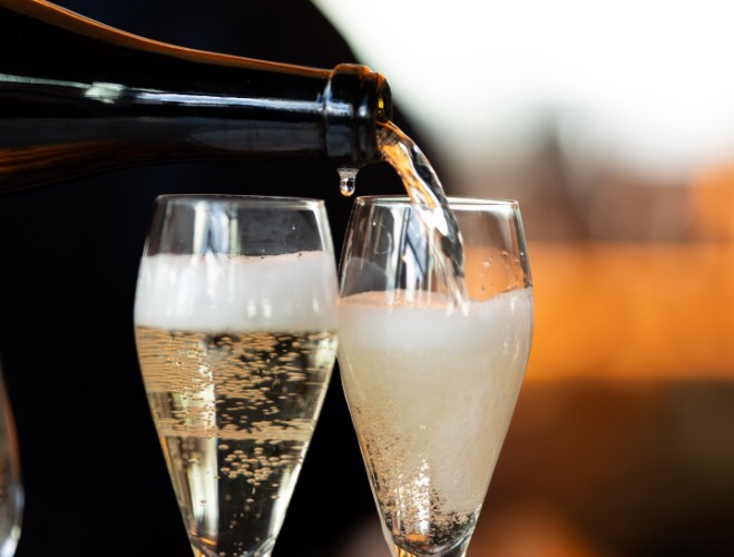 Champagne being poured at 20 Stories