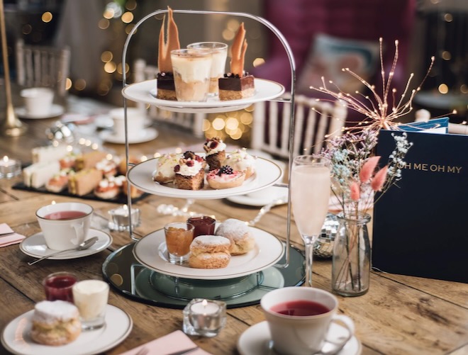 A table set for afternoon tea at Oh Me Oh My in Liverpool.