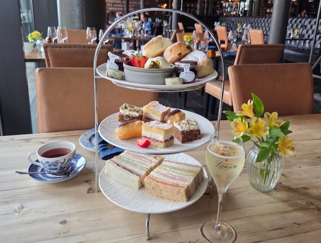 A classic afternoon tea is served at Titanic Hotel in Liverpool.